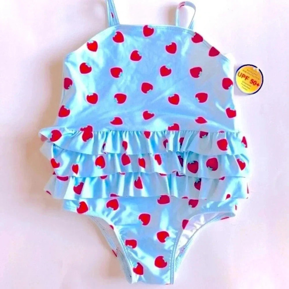 Tucker + Tate Strawberry Tiered Ruffled Swimsuit 12-18 Months - Picture 2 of 6